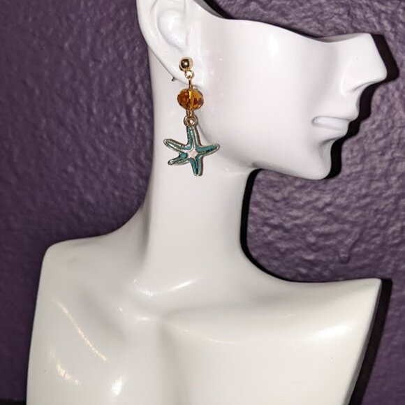 Turquoise Starfish Earrings - Picture 2 of 10